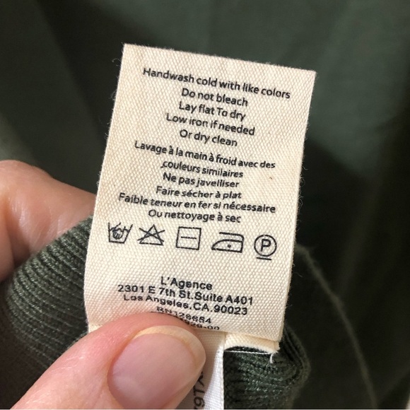 L'AGENCE Easton One Shoulder Sweater in Army Green - Size S/P - Picture 5 of 5